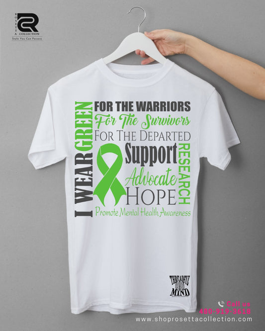 I Wear Green – Hope & Advocacy Tee (White)